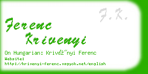 ferenc krivenyi business card